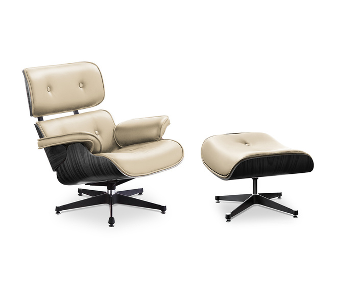 Poltrona-Bauhaus-Con-Poggiapiedi-In-Legno-Laccato-Nero-e-Base-Nera-Creastore-crema
