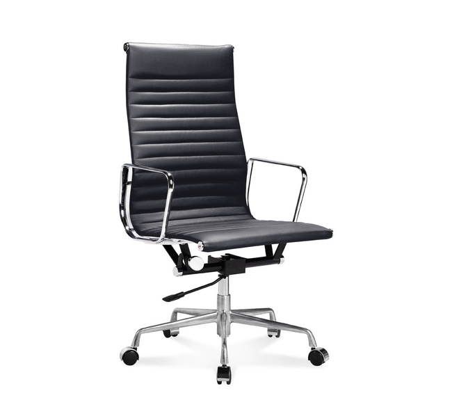 Sedia Bauhaus Da Ufficio Eames In Pelle e Alluminio Creastore blu navy