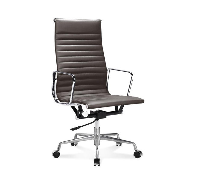 Sedia Bauhaus Da Ufficio Eames In Pelle e Alluminio Creastore marrone scuro