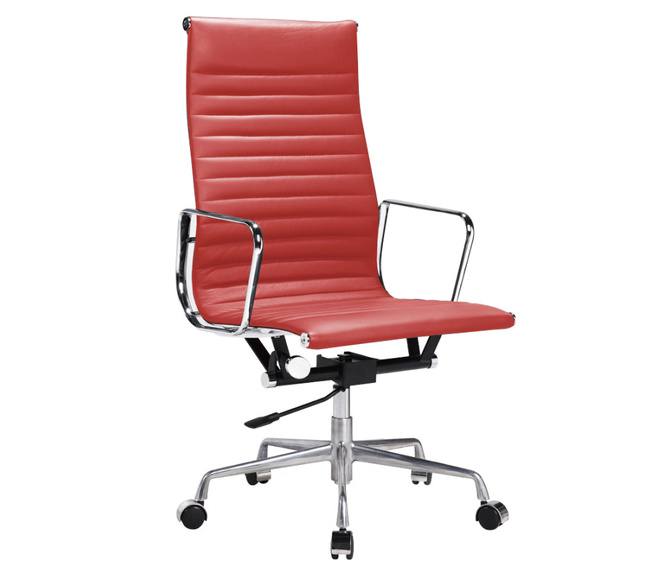Sedia Bauhaus Da Ufficio Eames In Pelle e Alluminio Creastore rosso