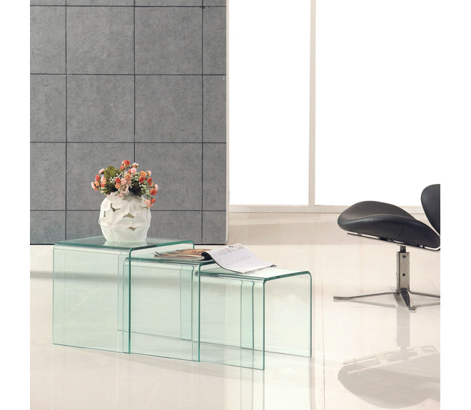 Tavolino Bauhaus Tre Pezzi Creastore trasparente