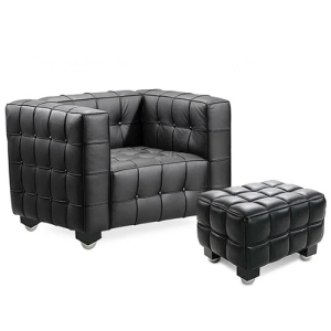 Poltrona Bauhaus Josef Hoffmann Con Poggiapiedi In Pelle | Creastore
