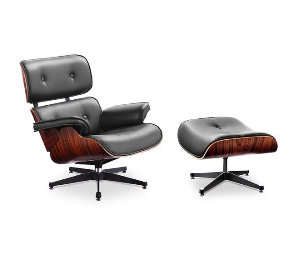 Poltrona Bauhaus XL Lounge Chair con poggiapiedi, design elegante e moderno in pelle, ideale per salotti di lusso e spazi raffinati.