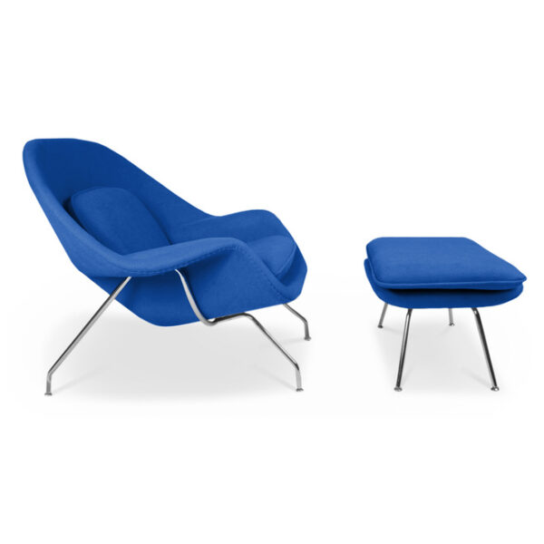 poltrona stomp con pouf blu