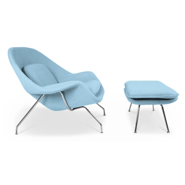 poltrona stomp con pouf blu ghiaccio