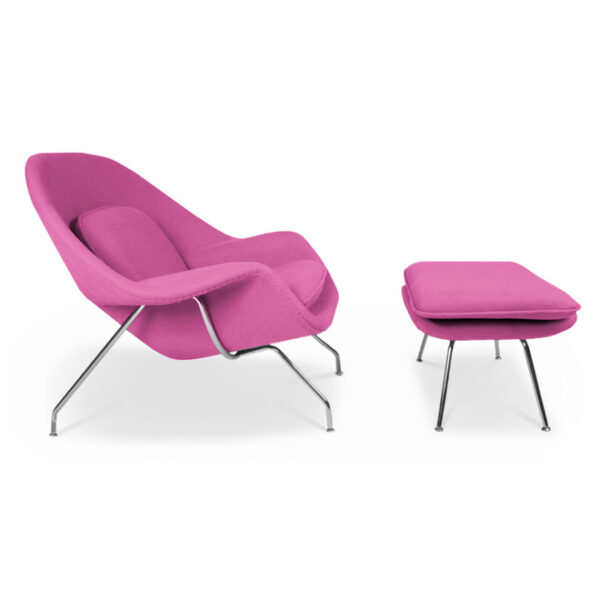 poltrona stomp con pouf rosa