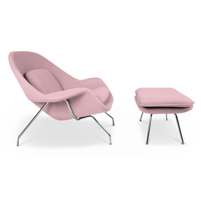 poltrona stomp con pouf rosa chiaro