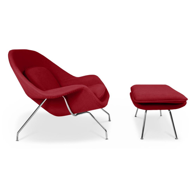 poltrona stomp con pouf rosso scuro